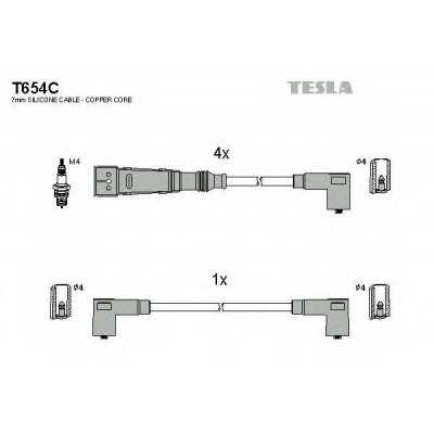 Комплект проводов зажигания T654C TESLA - купить в магазине запчастей по Украине