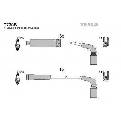 Комплект проводов зажигания T738B TESLA - купить в магазине запчастей по Украине
