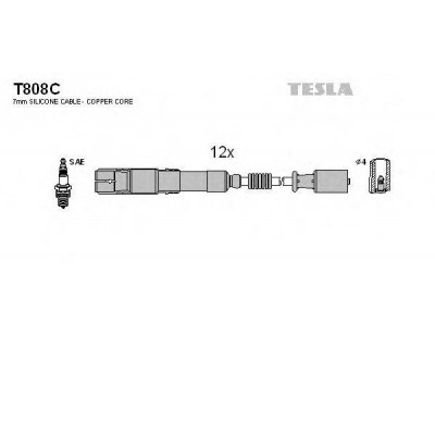 Комплект проводов зажигания T808C TESLA - купить в магазине запчастей по Украине