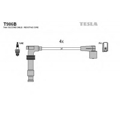 Комплект проводов зажигания T986B TESLA - купить в магазине запчастей по Украине