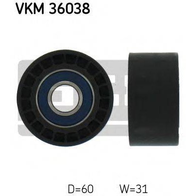 Паразитный / ведущий ролик, поликлиновой ремень VKM36038 SKF - купить в магазине запчастей по Украине